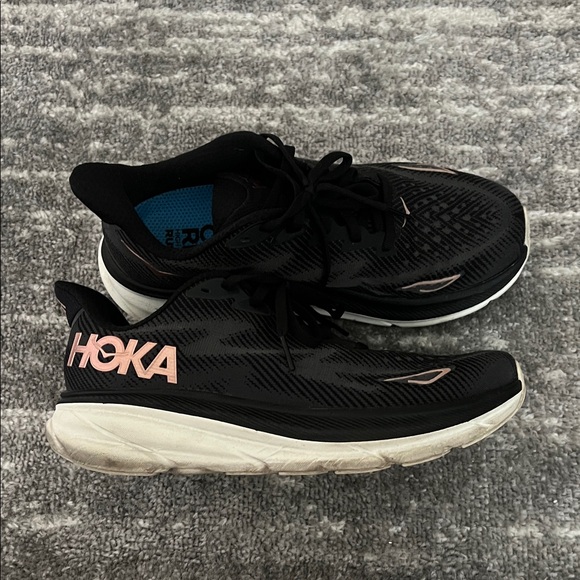 Hoka Shoes - Hoka Black Rose Gold and White Athletic Shoes